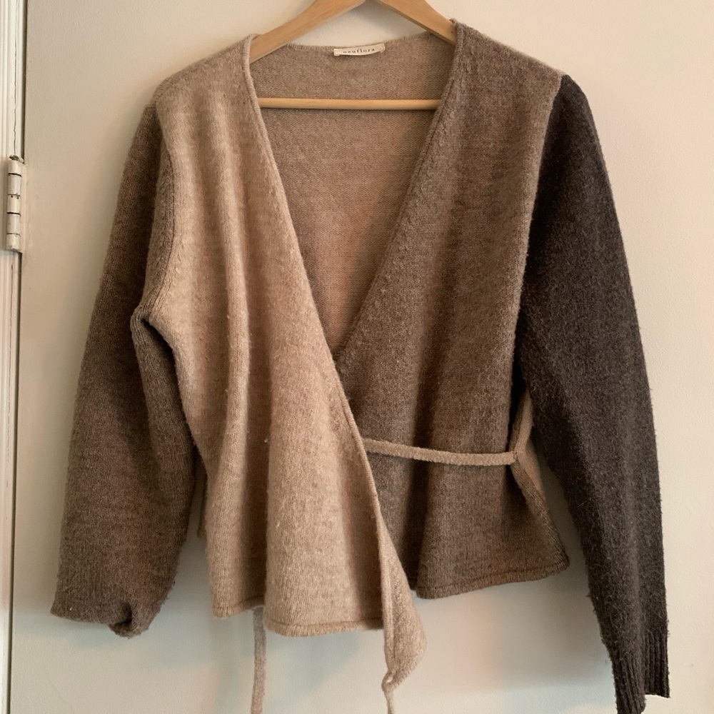 Elegant Two-Tone Wrap Top